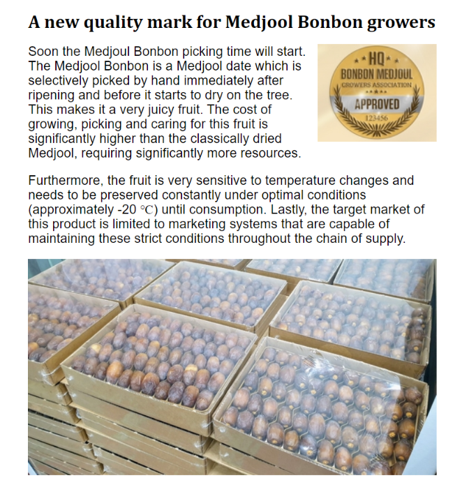 new quality mark for medjool bonbon growers